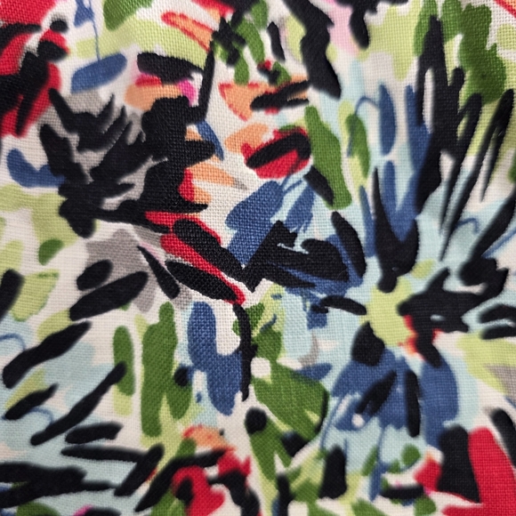 JG Hook Multicolor Artsy 100% Linen Faux Wrap Beatiful Vacation Midi Dress Sz 6 - Picture 5 of 9